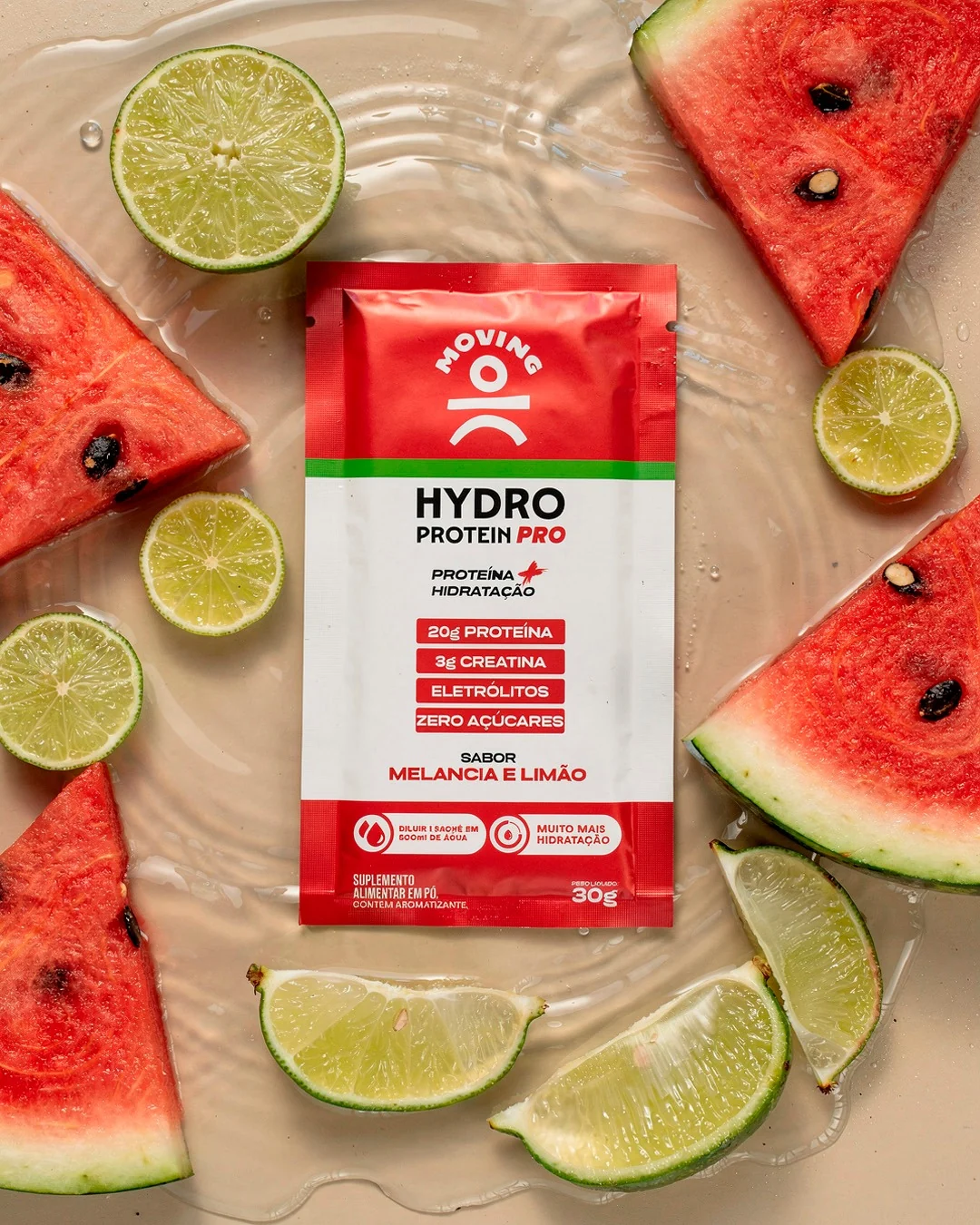 Sachê Hydro Protein PRO Melancia com Limão entre frutas reais